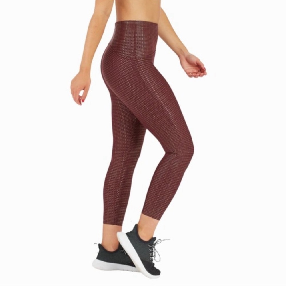 SPANX Booty Boost Active 7/8 Leggings in Metallic Mist Wine/Rose Gold - Picture 3 of 13